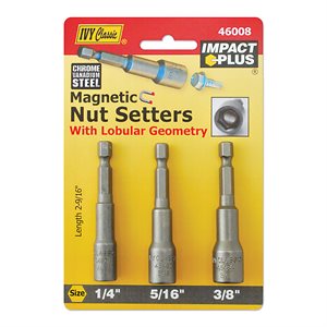 3 Pc Mag Nutsetter Set - 1/4, 5/16, 3/8 x 2-9/16"