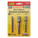 3 Pc Socket Adapter Set - 1/4, 3/8, 1/2"