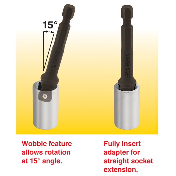 3 Pc Wobble Socket Adapter Set - 1/4, 3/8, 1/2"