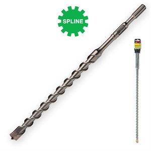 1/2 x 22.5" Spline 4 Cutter Hammer Drill Bit