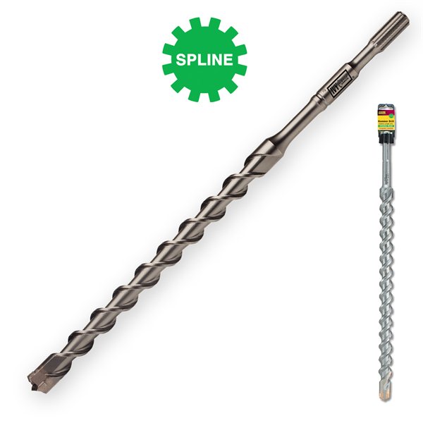 1-1/4 x 22.5" Spline 4 Cutter Hammer Drill Bit