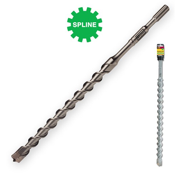 1-1/2 x 22.5" Spline 4 Cutter Hammer Drill Bit