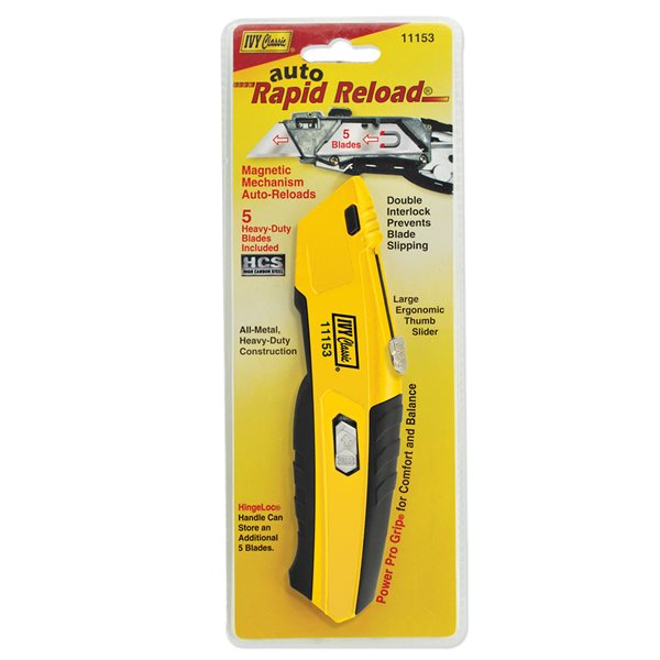 Auto Rapid Reload® Retractable Utility Knife w/5 blades