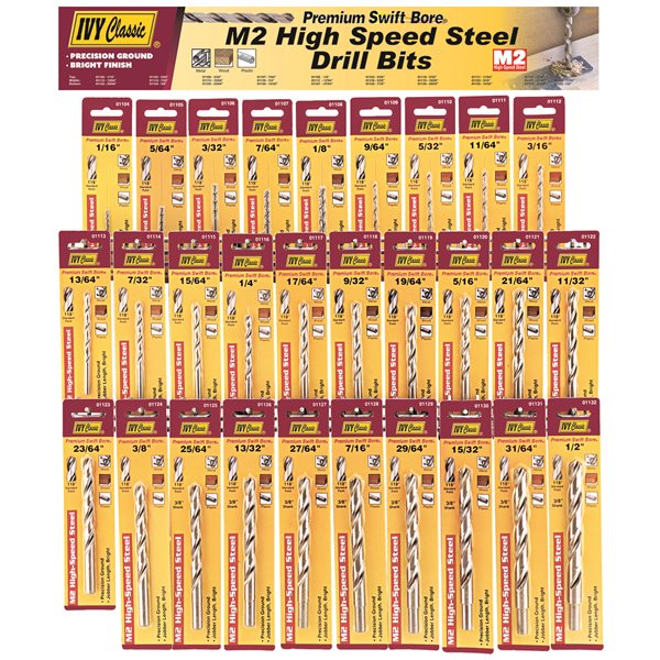 29 Pc. M2 HSS Drill Bit Display - Carded