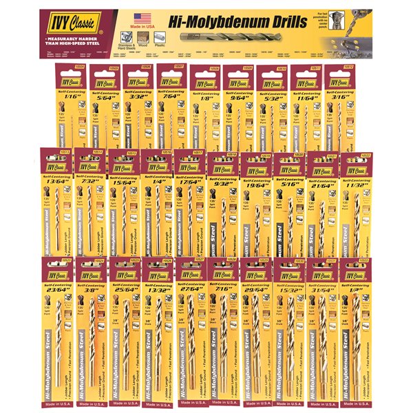 29 Pc. Hi-Moly Drill Bit Display - Carded