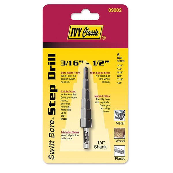 6 Holes 3/16 - 1/2" Step Drill Bit