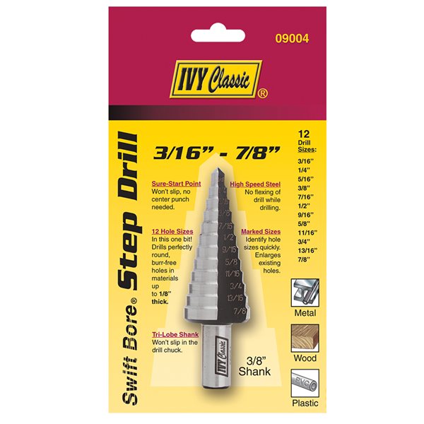 12 Holes 3/16 - 7/8" Step Drill Bit