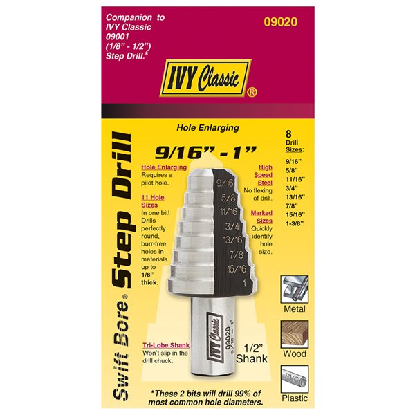 8 Holes 9/16 - 1" Step Drill Bit