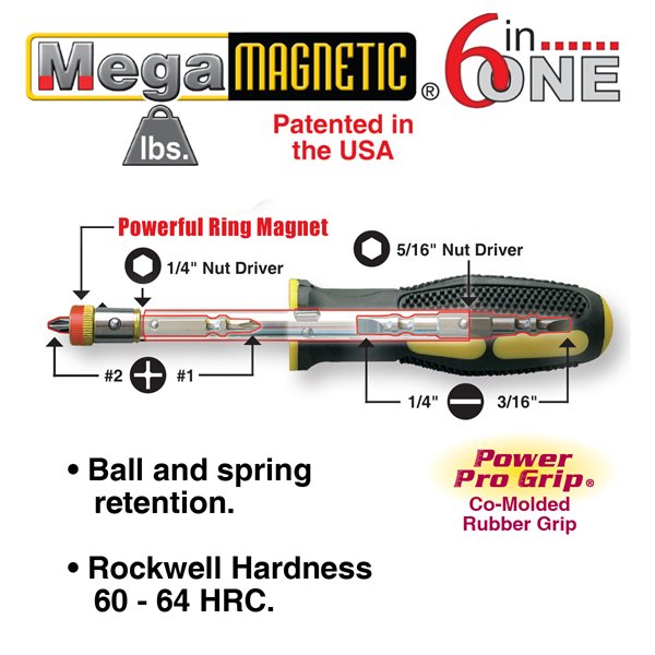 6-in-1 Mega Mag Screwdriver- Discontinued-replaced by 17064