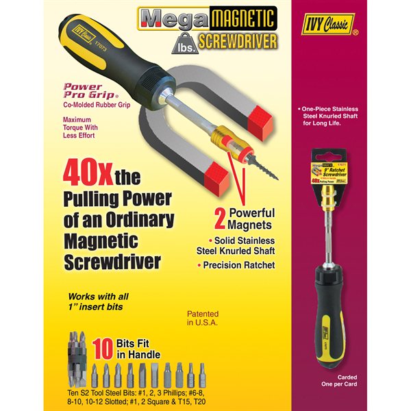 9" Mega Magnetic Screwdriver Carded