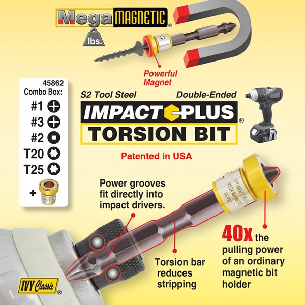 Combo Dbl-Ended Mega-Magnetic Impact Plus Torsion Bits